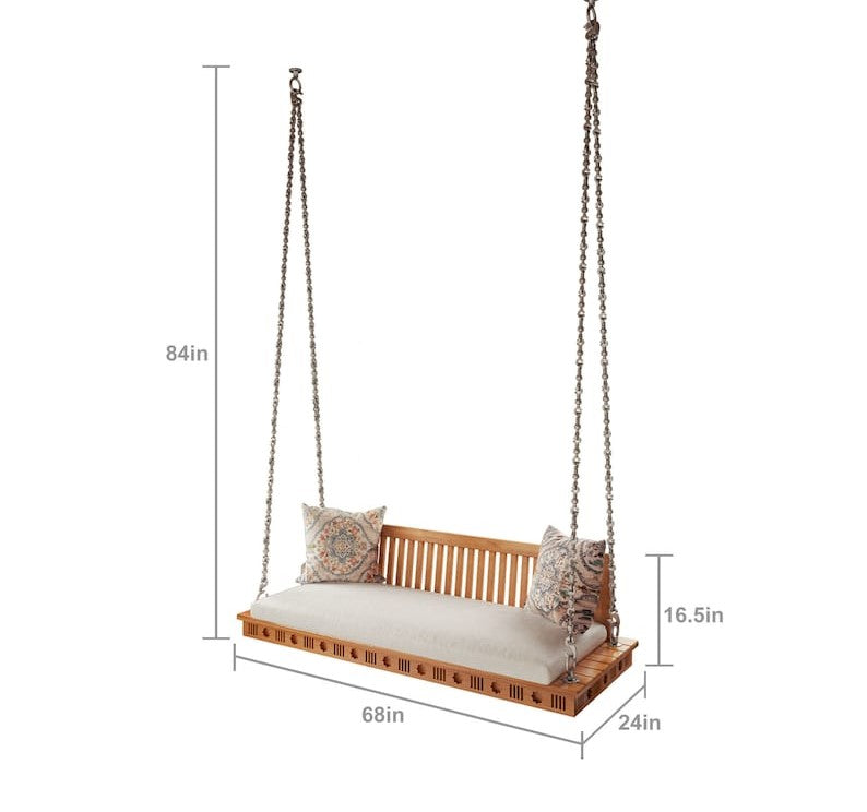 Meharin Soléa — Handcrafted Teak Slatted Hanging Swing