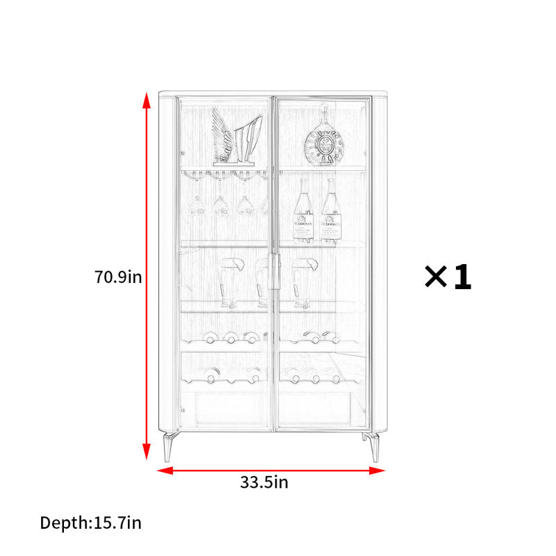 Aurielle — Contemporary Glass Door Bar Cabinet