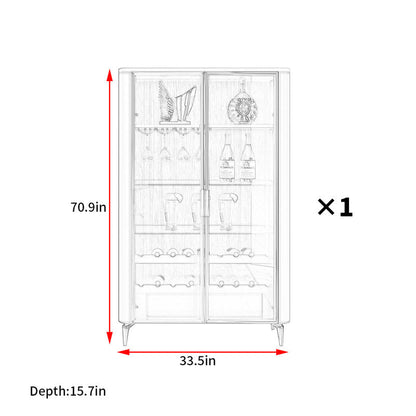 Aurielle — Contemporary Glass Door Bar Cabinet