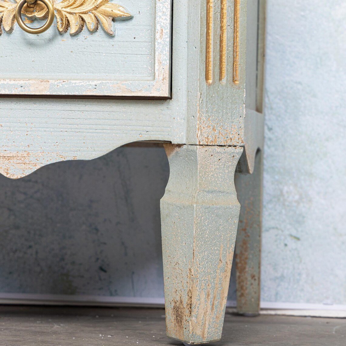 Château Bleu Buffet — French Provincial Carved Chest of Drawers