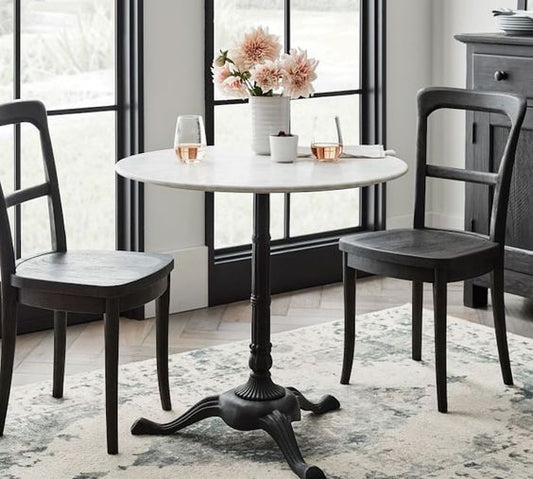 Marbielle — Round Marble-Top Pedestal Dining Table