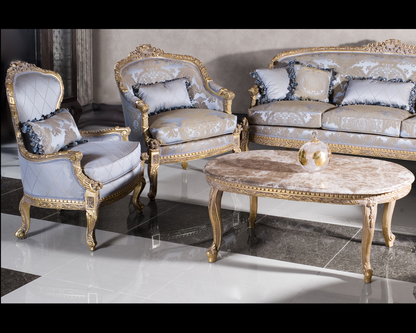 Lune Figée — Handcrafted Teak Rococo-Inspired Gilded Seating Set