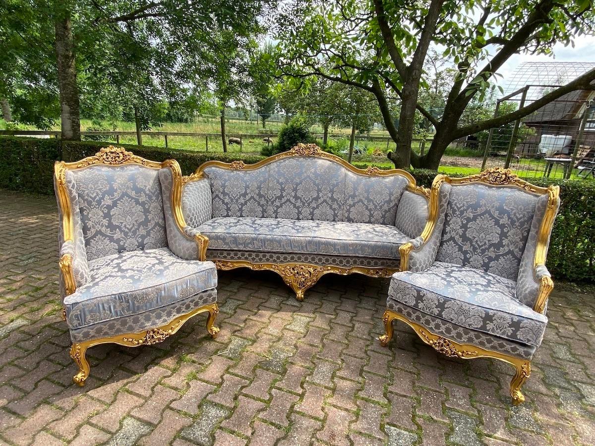 Golden Glaze — Handcrafted Rococo-Inspired Gilded Sofa Set