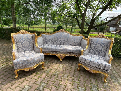 Golden Glaze — Handcrafted Rococo-Inspired Gilded Sofa Set