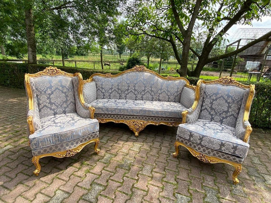 Golden Glaze — Handcrafted Rococo-Inspired Gilded Sofa Set