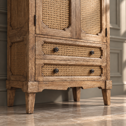 Le Murmure du Rotin — French Cane Panel Wardrobe