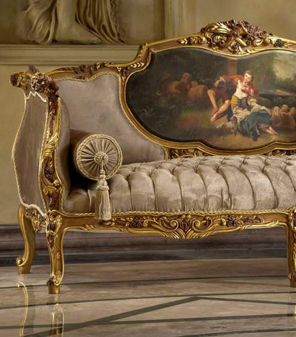 Rosée Baroque — Handcrafted Teak Gilded Carved French Sofa