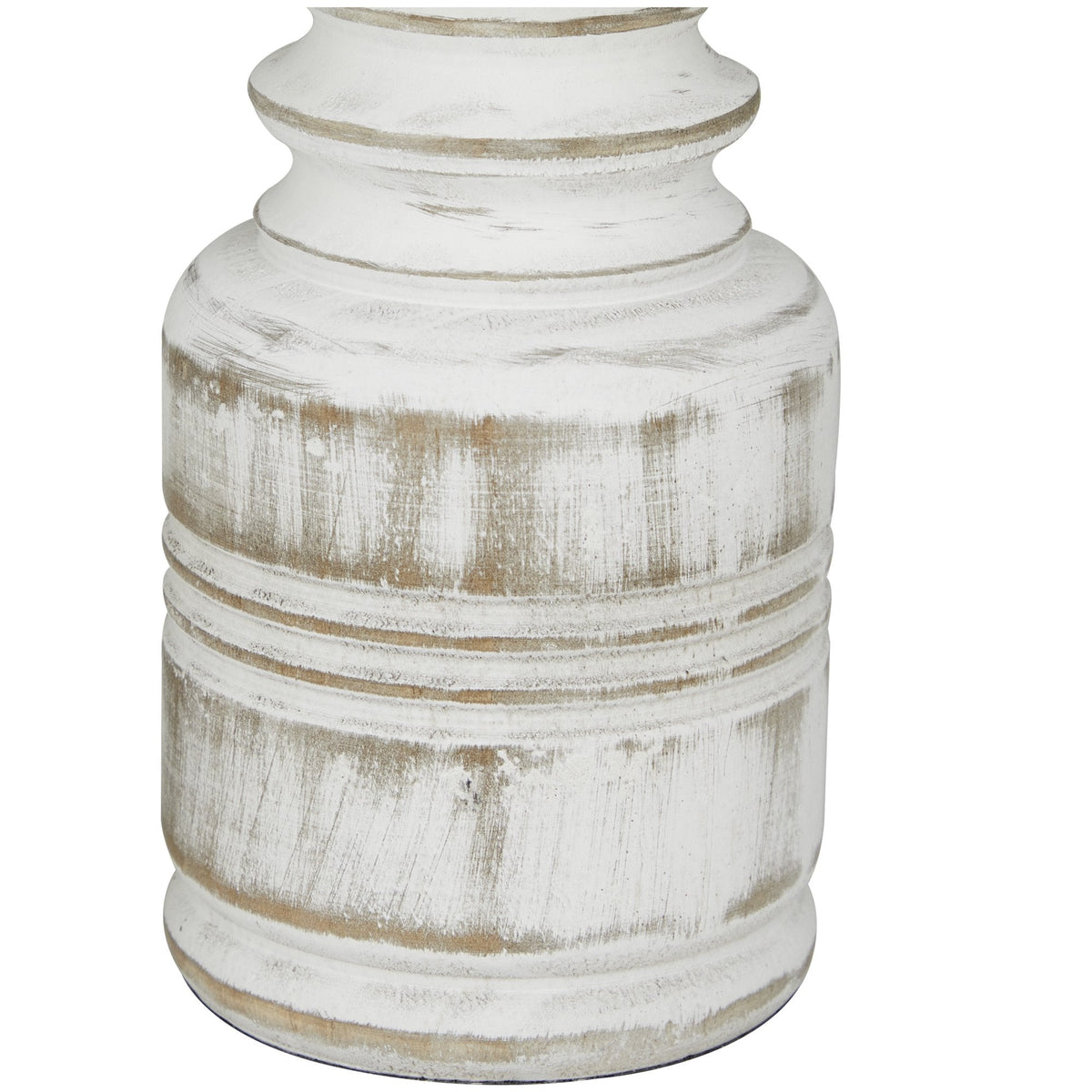 Château Blanc — Distressed White Turned Wood Candle Holder Set
