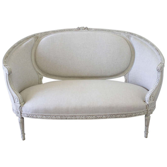 Perle Muette — Handcrafted Teak French Neoclassical Settee