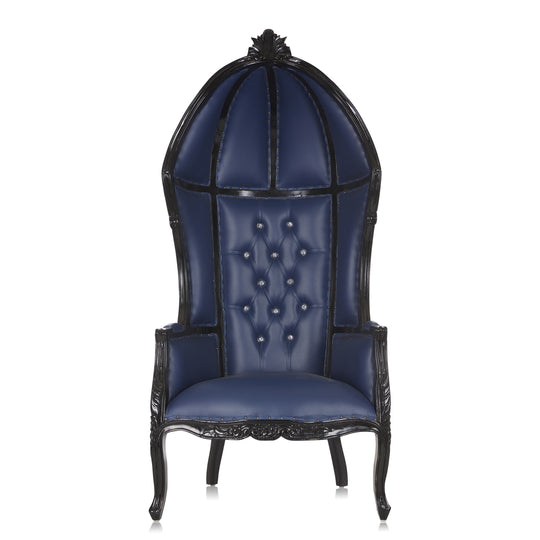 Tavainne — Gothic Blue Leather High-Back Armchair