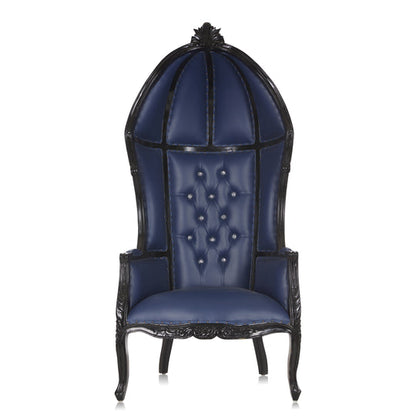 Tavainne — Gothic Blue Leather High-Back Armchair