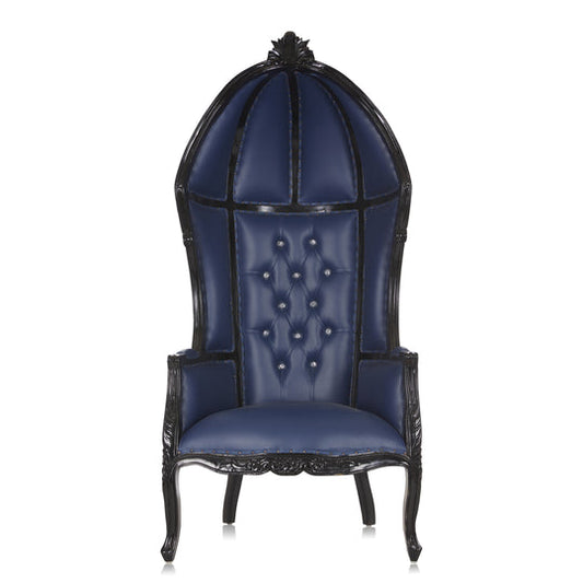 Tavainne — Gothic Blue Leather High-Back Armchair